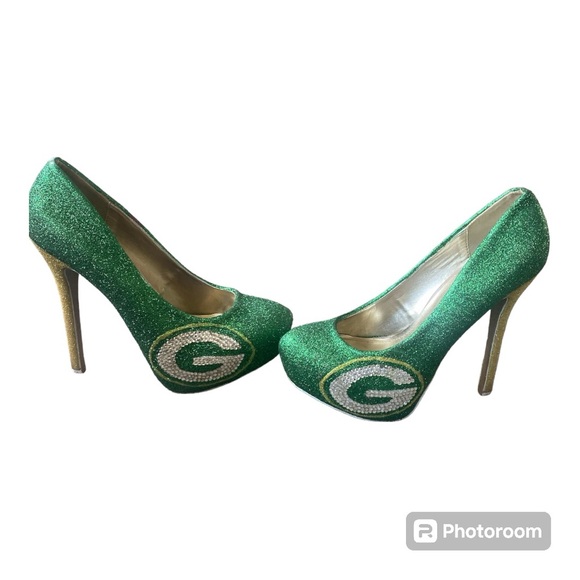 Green Bay Packers Steve Madden Heels 7.5 - Picture 5 of 8